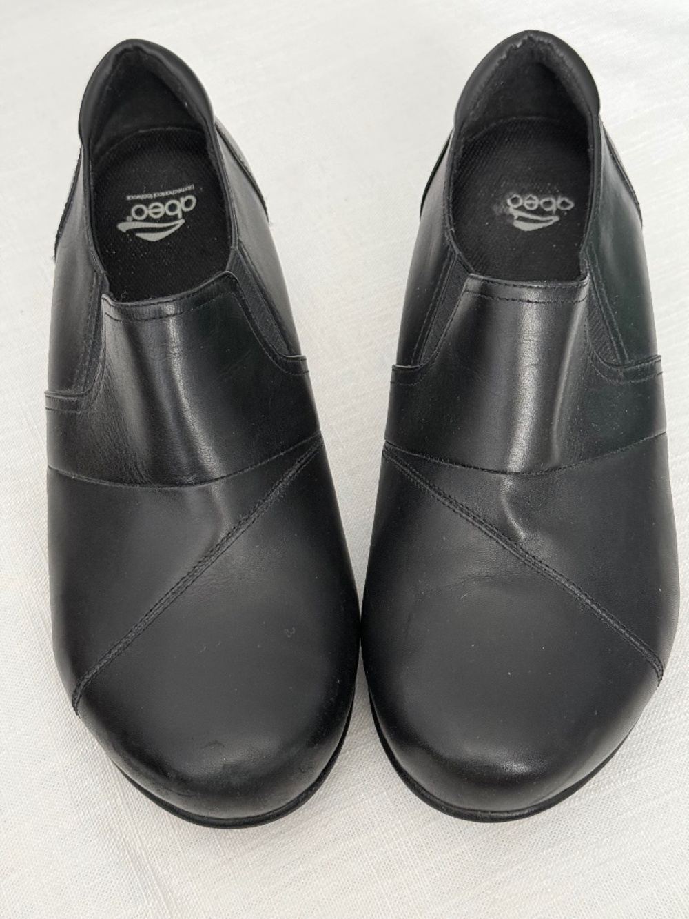Abeo Carina Black Leather Slip-Resistant Work Shoes Size 8.5